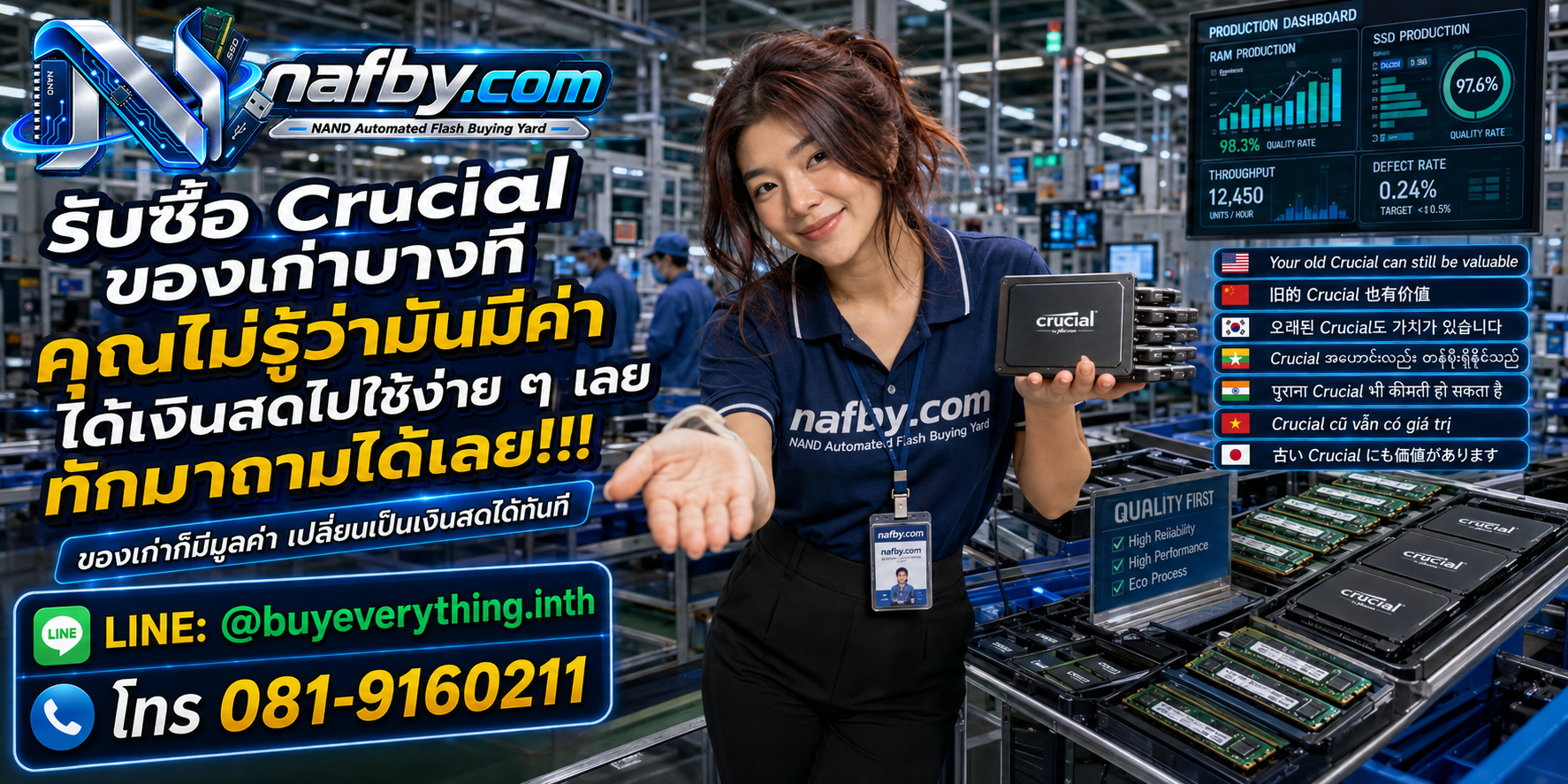 ทีม nafby.com รับซื้อ Crucial RAM DDR3 DDR4 DDR5 และประเมินจาก Part Number