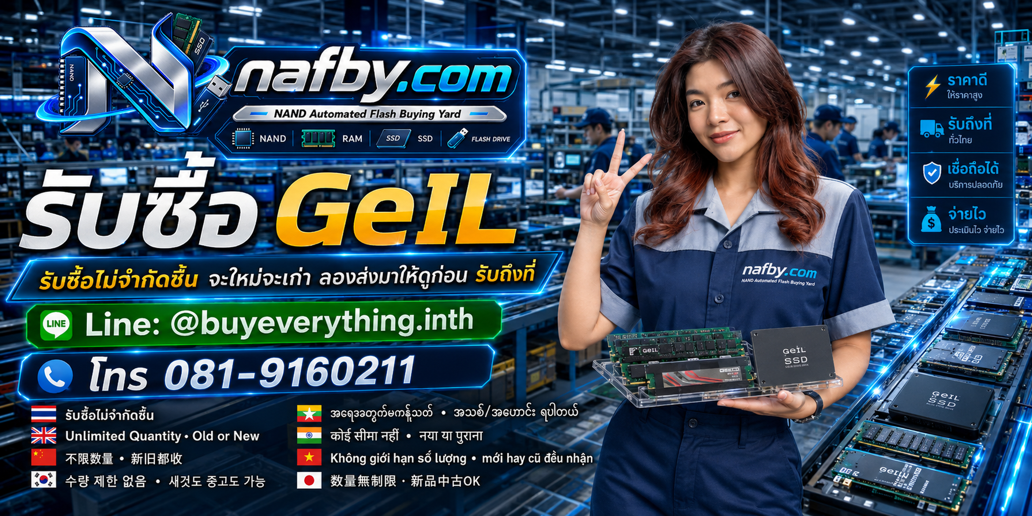 NAFBY รับซื้อ GeIL และซื้อขาย RAM มือสองโดยตรง ประเมินตามรุ่นและสภาพ