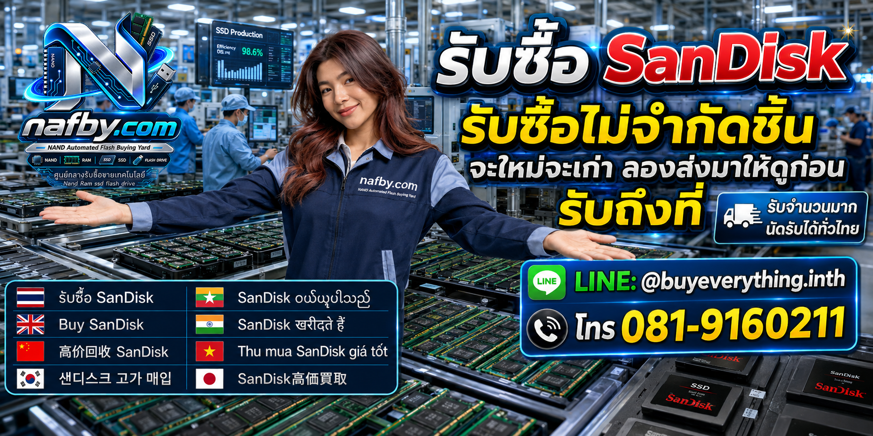 NAFBY ซื้อขายสินค้ามือสอง SanDisk RAM SSD NAND โดยตรง ไม่ผ่านตัวกลาง