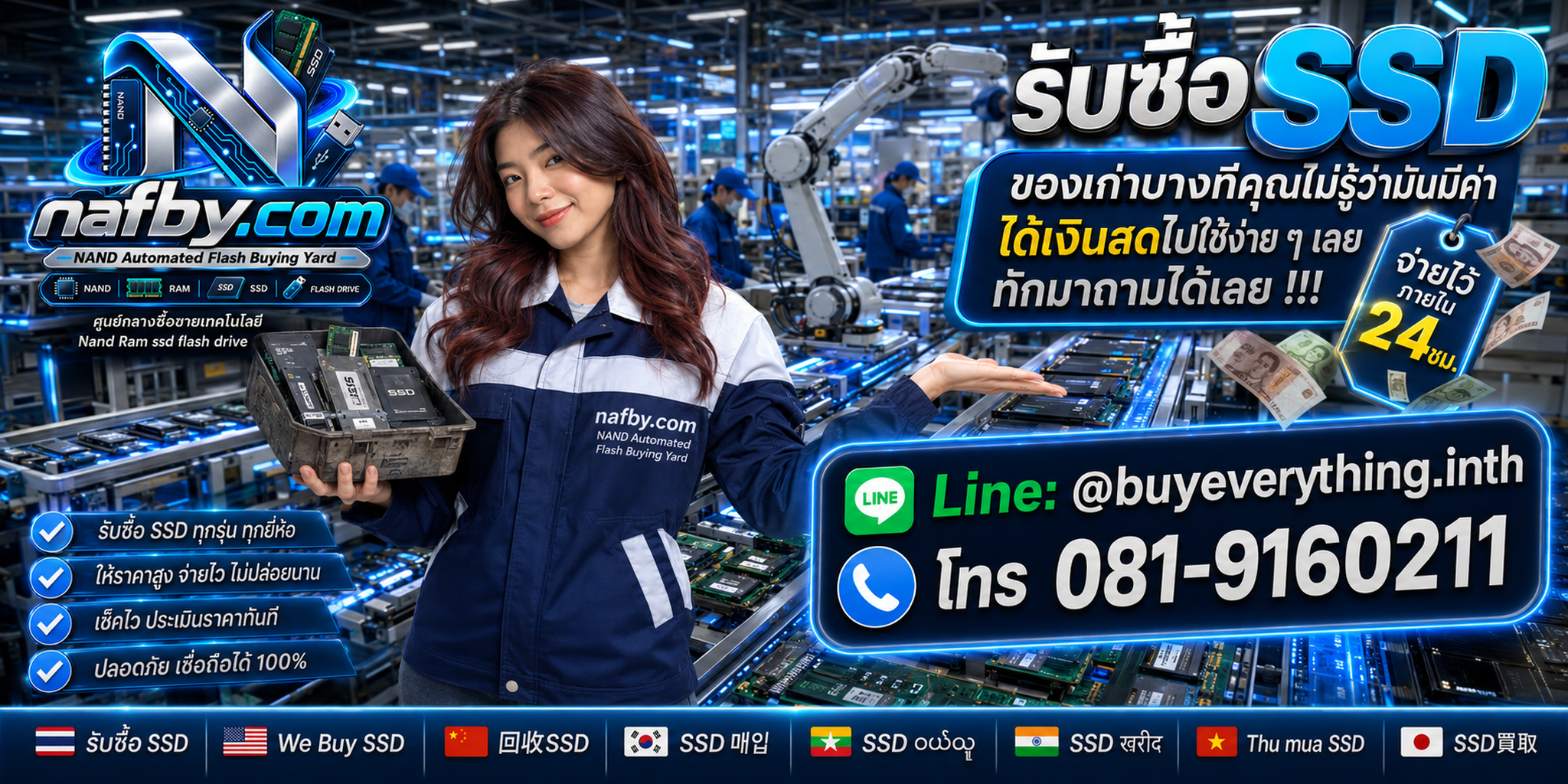 NAFBY รับซื้อ SSD พร้อมทีมงานประเมิน SSD NAND และหน่วยความจำ